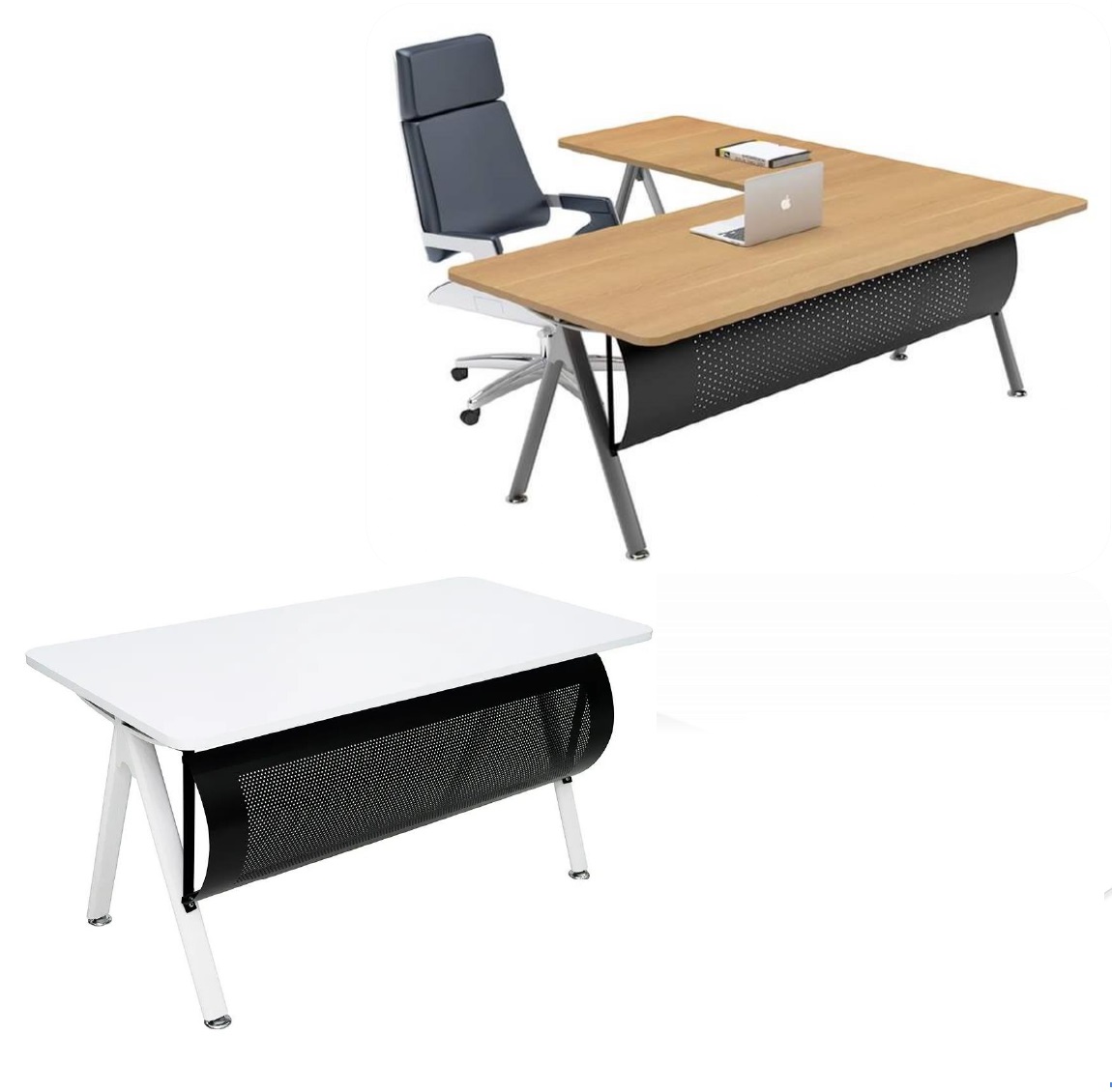 Office Desk wood* metal/Rotation curtain